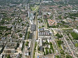 Station Tilburg vanuit de lucht gezien